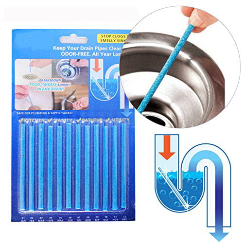 12 X Drain Sticks Odor Clear Sink Cleaner Deodorizer Cleaning Sani Stick 