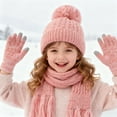 thumbnail image 2 of Boys & Girls Winter Knit Warm Beanie Hat Scarf Gloves Set Color: Pink Size: 3-12 Years, 2 of 6