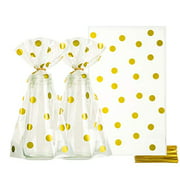 AWELL Clear Cello Bags 6x10 pouces pour Treat Candy Cookie Party Favor Sacs, Gold Dot, Pack de 100