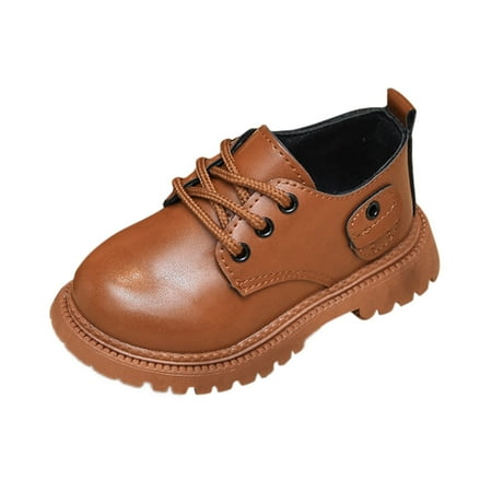 ASFGIMUJ Boys Girls Dress Shoes Hook And Loop Kids School Formal Casual For Toddler Little Kid Leather Shoes Size 3 Years-3.5 Years