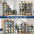 thumbnail image 4 of Bookshelf,16 Cube Storage Organizer,Book Shelf Organizer,Tall Bookcase Shelf,Grey Cube Shelf Cubbies Closet Storage Organizer Shelves for Bedroom,Living Room,Home,Office, 16-Grid, 4 of 14