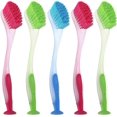 thumbnail image 1 of 5 Pieces Long Handle Dishwashing Brush Assorted Color Kitchen Cleaning Brush Multipurpose Scrub Tool with Suction Cup for Kitchen, Toilet, etc., 1 of 4