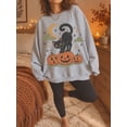 thumbnail image 3 of Halloween Black Cat Sweatshirt, 90s Vintage Spooky Season Sweatshirt, 3 of 5