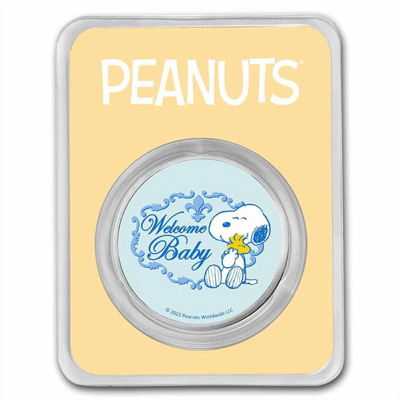 Peanuts® Welcome Baby Boy 1 oz Colorized Silver