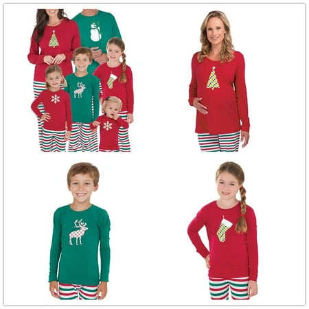 

Family Matching Christmas Pajamas Adult Children Long Sleeve Print Tops Nightwear Men Women Xmas Stripe Trousers Sleepwear