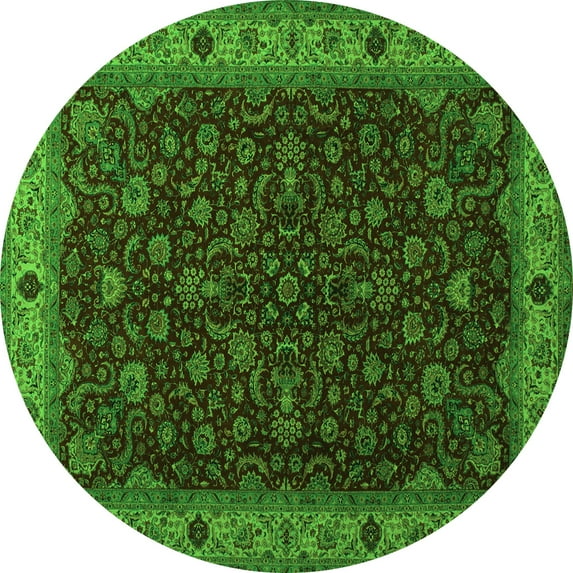 Ahgly Company Indoor Round Persian Green Traditional Area Rugs, 7' Round