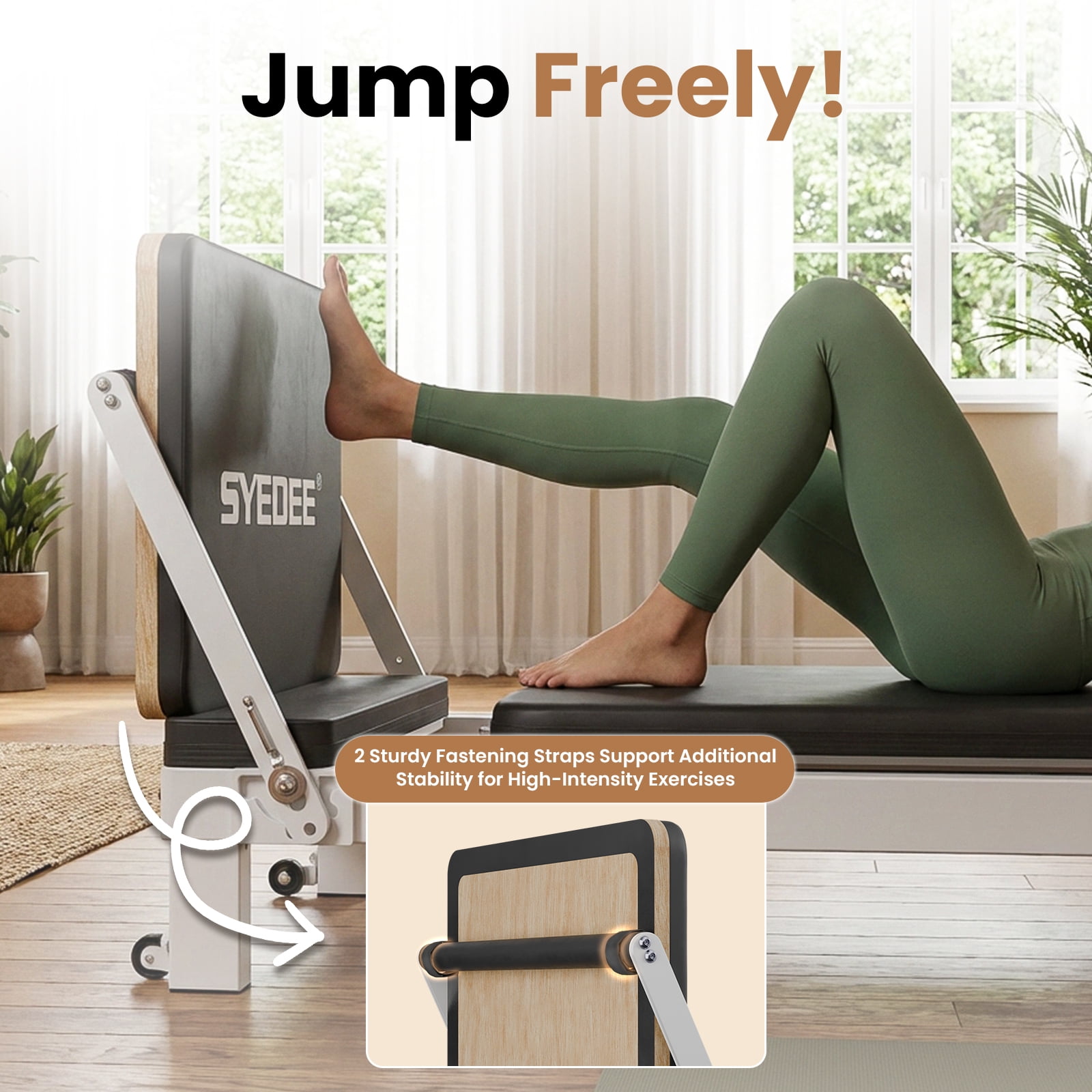 Syedee 86.6” Foldable Pilates Equipment, Pilates Reformer Machine Suitable For Height Over 5'7 '', Pilates Exercise Equipment with Jump Board For Home Gym, 110lbs resistance 5 Springs