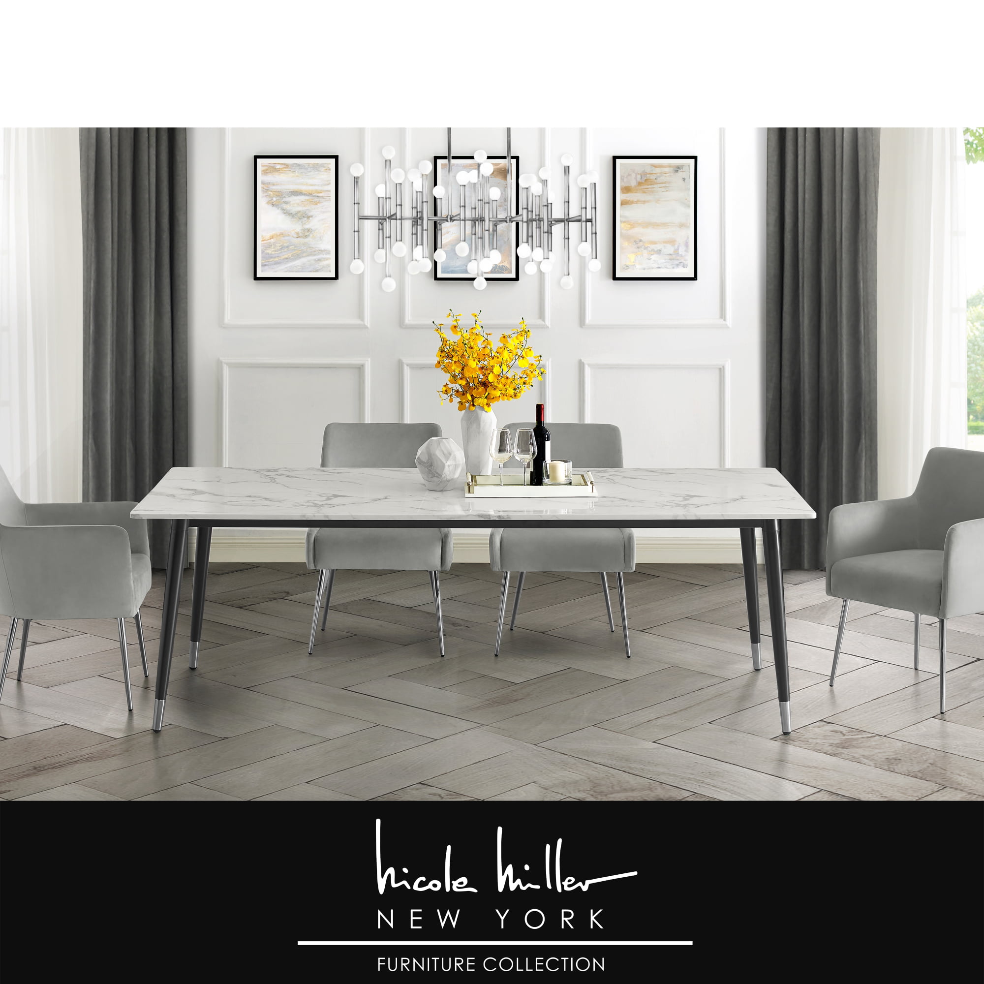 Nicole Miller Marble Dining Table, Nicole Miller Dining Chairs