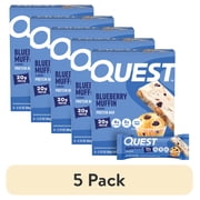 (5 pack) Quest Protein Bar, Blueberry Muffin Flavor, 21g of Protein, Gluten Free, 4 Count