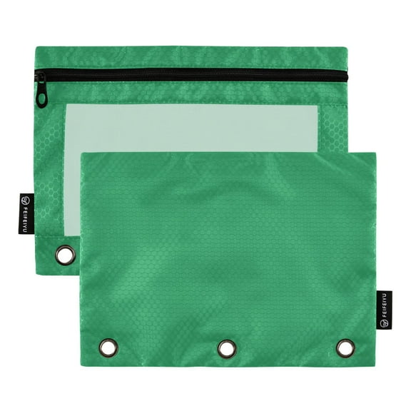 ALAZA 2 Pack Pencil Pouch Teal Green Pencil Case for 3 Ring Binder Clear Window Pencil Bag Organizers