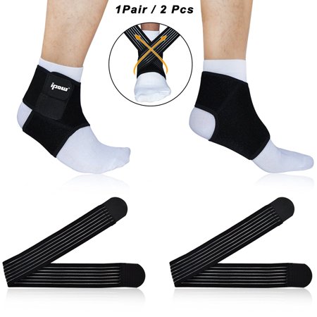 IPOW 2 Pack Ankle Stabilizer Achilles Compression Ankle Strap Brace Support Protector Band Wrap Pain Relief for Brusitis, Tendonitis, Plantar Fasciitis, Prevent Ankle Injuries, Size L (Over