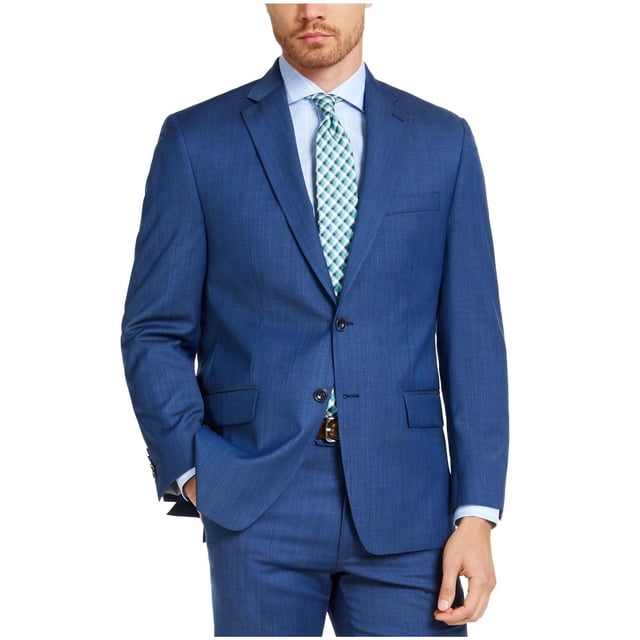 Michael Kors Veste Blazer à Deux Boutons Extensible Airsoft Coupe Moderne pour Hommes, Bleu, 38 Court