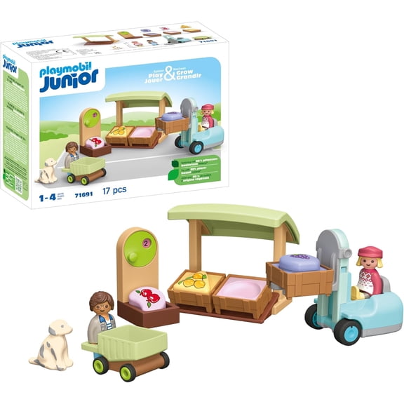 Playmobil Junior #71691 Organic Market Stall and Forklift - Brand New!
