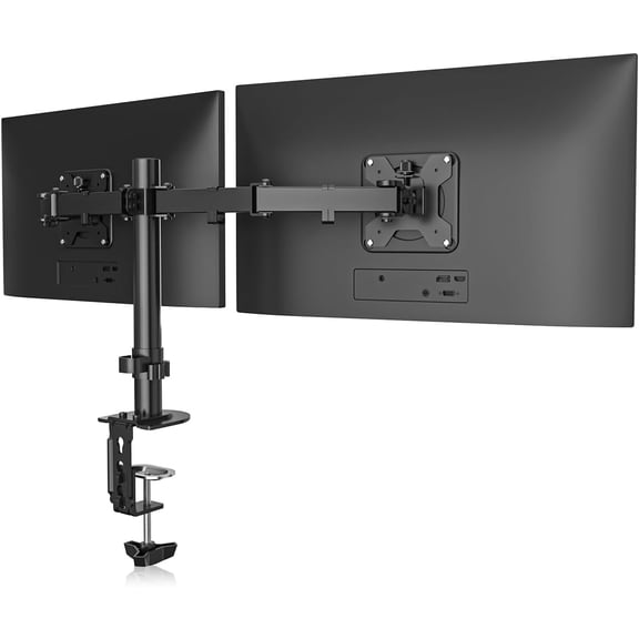 Dual Monitor Desk Mount, Adjustable Dual Monitor Arm for 2 Computer Screens up to 32 inch, Dual Monitor Arm, Holds up to 22 lbs Each, VESA 75x75/100x100 mm, Black (MD9442)