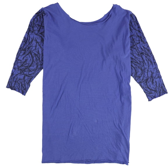 Nothing Sacred Womens Two Tone Basic T-Shirt, Blue, X-Small