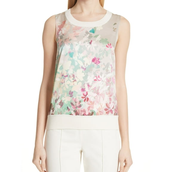 St. John Womens Mixed Media Pullover Blouse