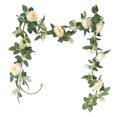 thumbnail image 1 of BRILLAR Guirnalda colgante de hiedra y rosa de seda artificial, paquete de 3, decoración de pared para jardín de bodas, 1 of 5