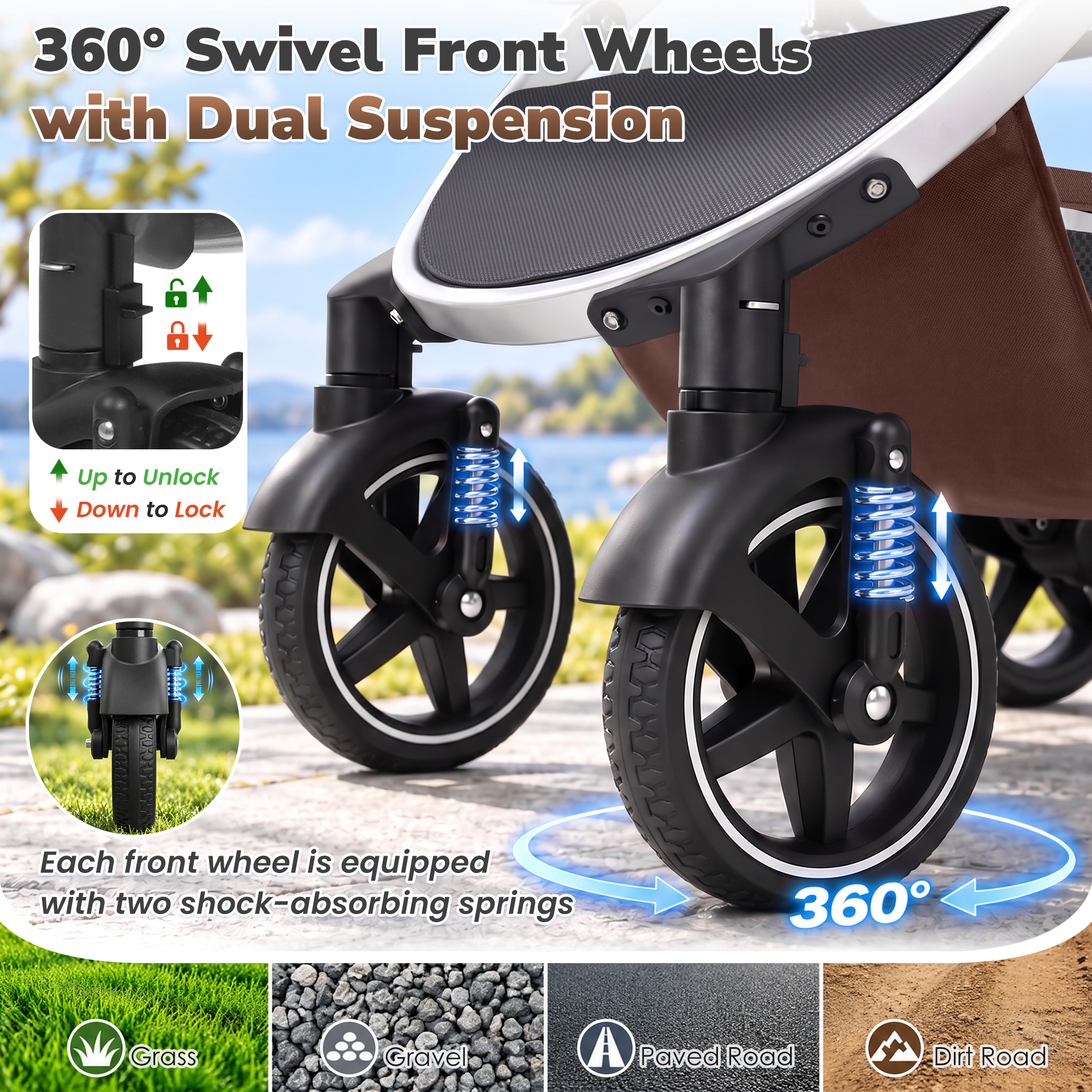 Babyeap 2-in-1 Reversible Baby Stroller with Bassinet photo 8