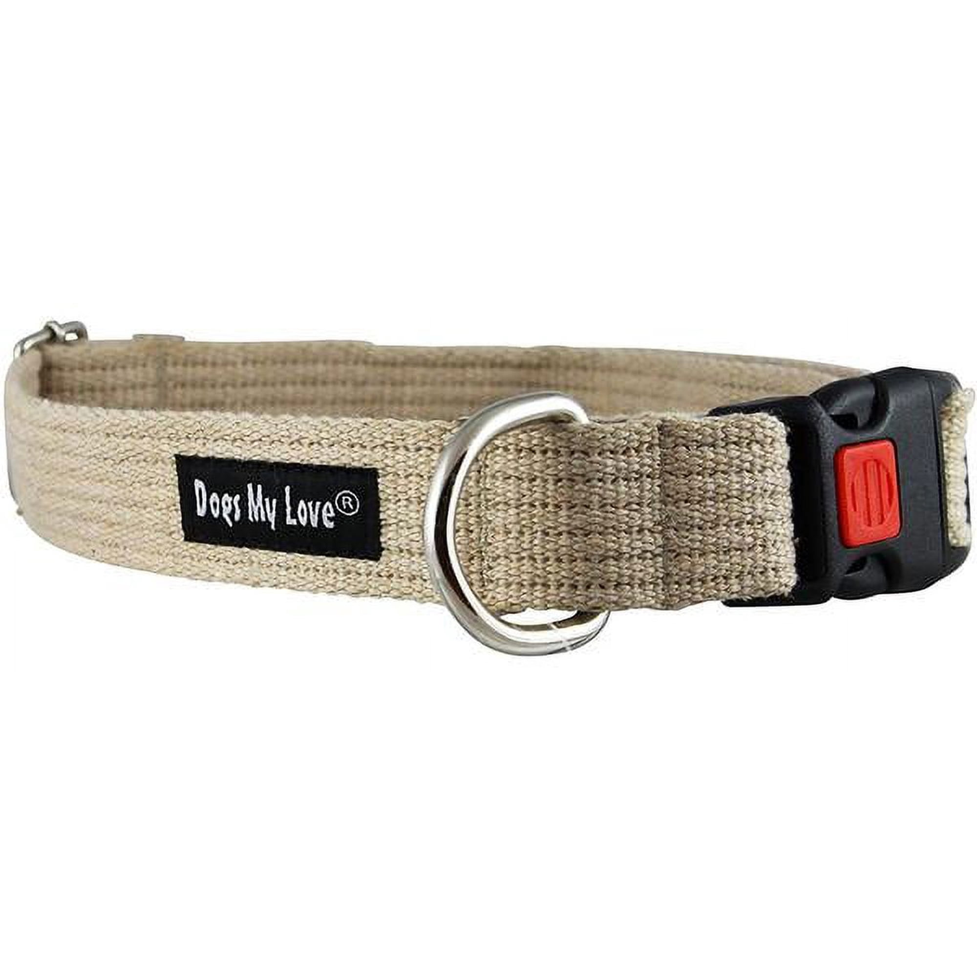Cotton Web Adjustable Dog Collar with Locking Device 4 Sizes Beige (Large: Neck 16 -23 ; Width 1 )