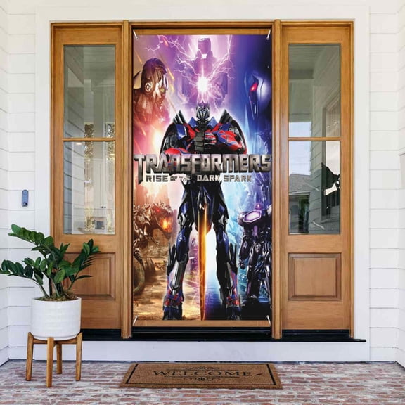 Door Cover Decorations Transformers Door Banner Porch Sign Banner For Indoor Outdoor Wall Home Party Supplies 72.8 x 35.4 Inch