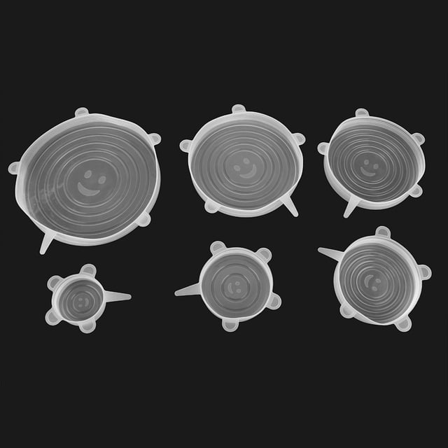 Tapas de silicona reutilizables Jadeshay 6 piezas transparente para alimentos