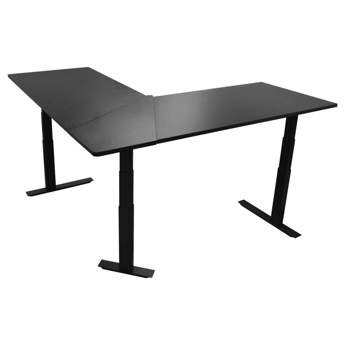 Titan LShaped Adjustable Sit to Stand Desk w/ Black Desktop
