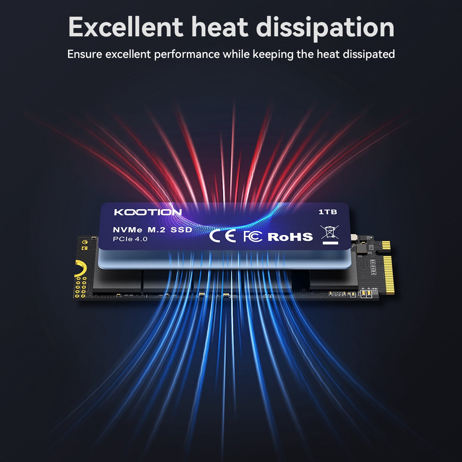 1000GB NVMe SSD PCIe 4.0 M.2 2280 Internal Gaming SSD Solid State Drive Up to 7200 MB/s Compatible with PS5 Console, Laptop