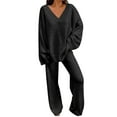 thumbnail image 2 of Riforla Womens 2024 Fall Two Piece Outfit Long Sleeve Crewneck Pullover Tops and Long Pants Tracksuit Sweatsuits Pants Sets Black S, 2 of 5