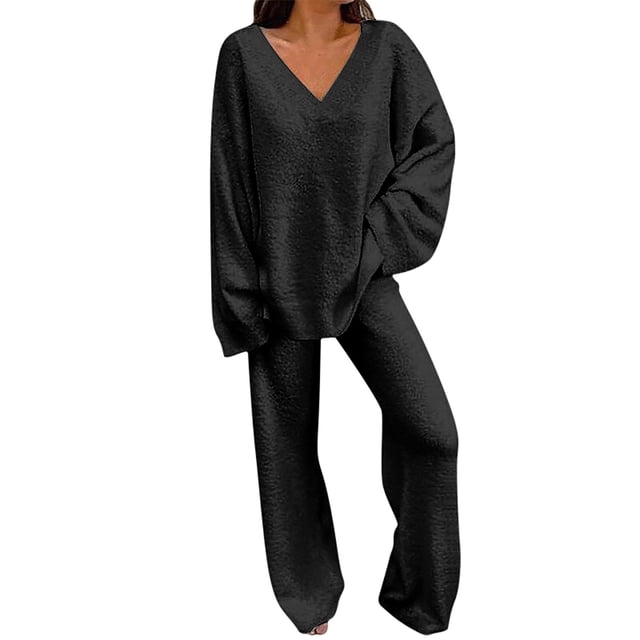 Conjunto de dos piezas para mujer otoño 2025: top de manga larga y pantalón chándal