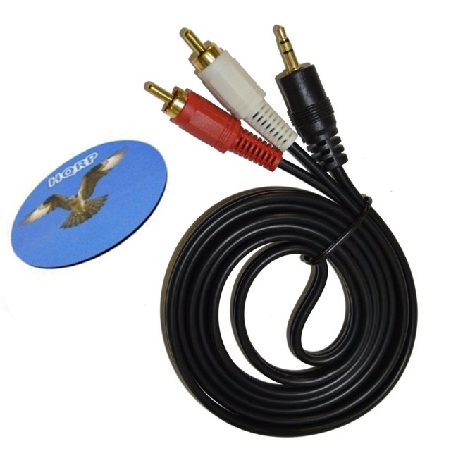 HQRP 3.5mm Jack to Stereo RCA Audio Cable for Grace Digital GDI-IRC6000 Mondo, GDI-IRCA700 Primo, GDI-IRC7500 Encore Wi-Fi Music Player, 5ft Mini Plug Y-Splitter Cord + HQRP Coaster
