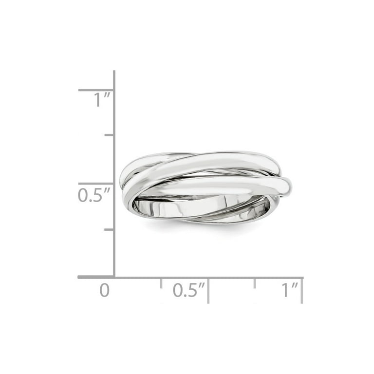 Real 14kt White Gold Polished Rolling Ring Size 4 for Adults and
