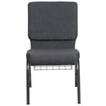thumbnail image 6 of BizChair 4 Pack 18.5''W Church Chair in Dark Gray Fabric with Book Rack - Silver Vein Frame, 6 of 7
