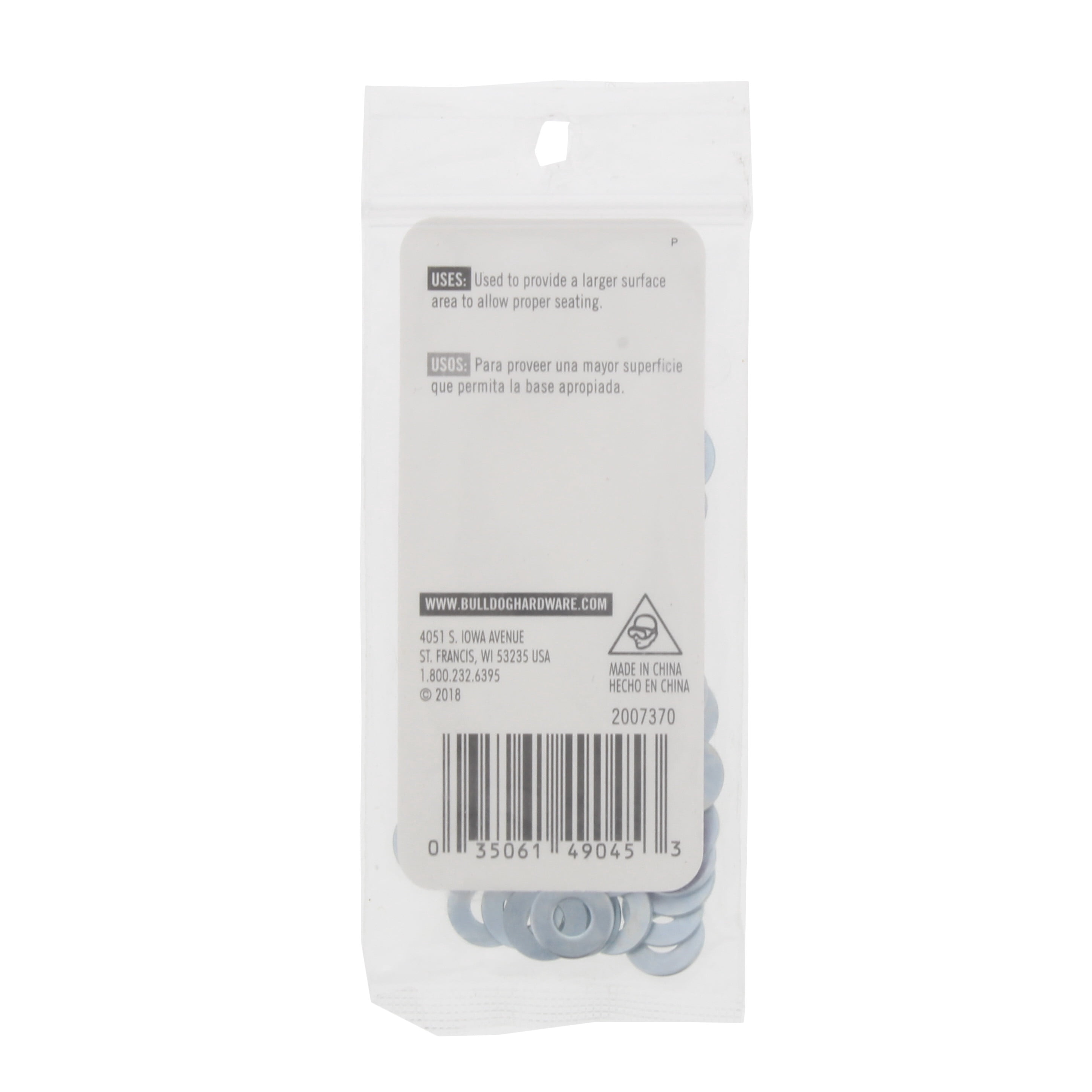 Bulldog Hardware #8 Flat Washer, Zinc Plated Steel (45 Pack)