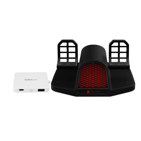 Honeycomb Aeronautical Charlie Rudder Pedals with Adjustable Tension Knob and Aluminum Construction Bundle with 3-Port USB-C Portable Expansion Hub for USB-C Enabled Laptops (White) (2 Items)