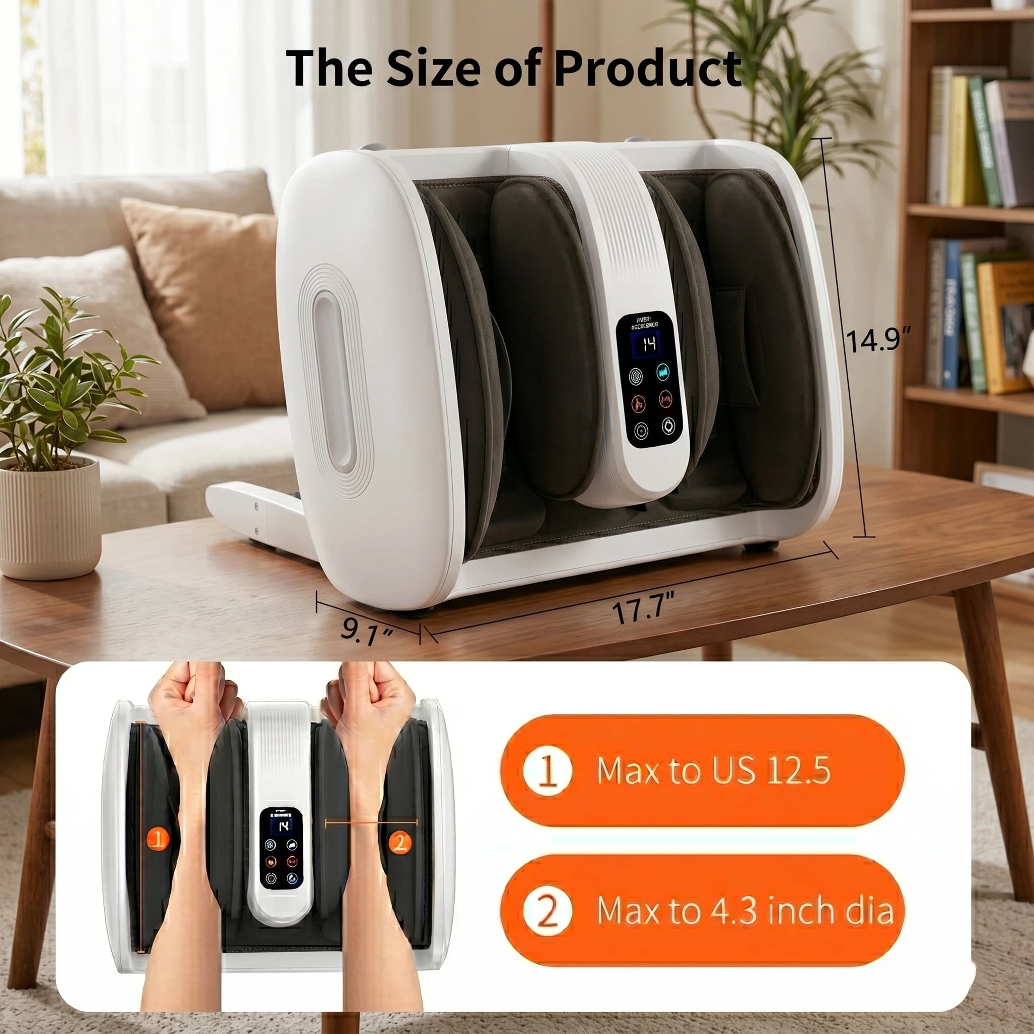 Foot Massager with Heat, Shiatsu Foot Massager Machine with Compression, Deep Kneading Calf for Feet and Ankle, Men, Women, Home and Office