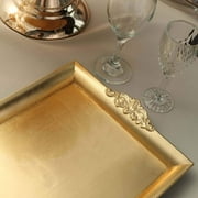 Efavormart 2 PCS - Gold 14 x 10 Rectangle Decorative Plastic Serving Trays With Embossed Rims For Wedding Birthday Party
