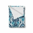 thumbnail image 2 of Ikat Soft Flannel Fleece Throw Blanket, Tribal Inspired Motifs in Aztec Style Folklore Patterns Traditional Artwork, Cozy Plush for Indoor and Outdoor Use, 50" x 60", Sea Blue and White, by Ambesonne, 2 of 6