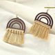 thumbnail image 2 of Pendientes colgantes con borlas de madera de arcoíris de colores, bohemios, tejidos a mano, exagerados, étnicos, para mujeres y adolescentes., 2 of 2
