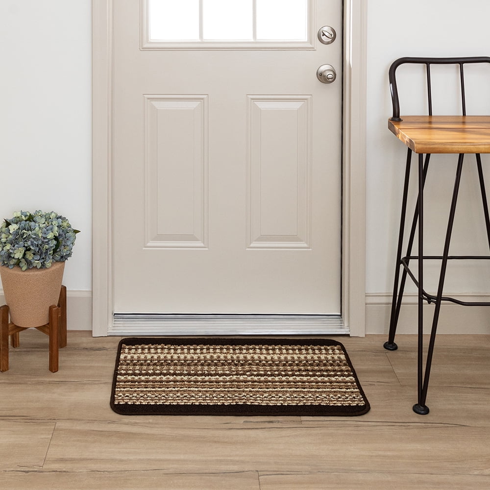 (2 pack) Mainstays Apollo Striped Indoor Polypropylene Area Rug, Tan and Chocolate, 17.4: x 30"