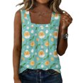 thumbnail image 6 of Women's Fashion Sexy Pleated Square Neck Easter Print Sleeveless Vest Top, 6 of 6