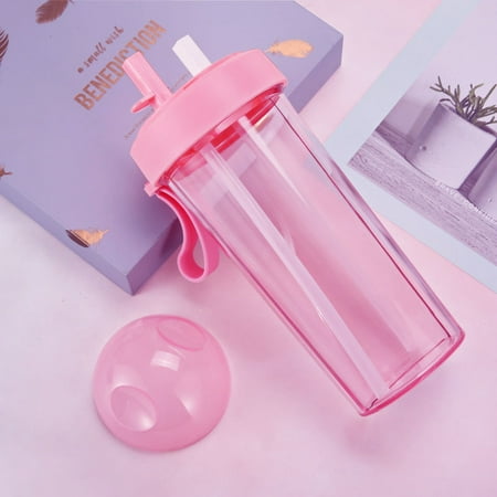 

Double Straw Cup Water Bottle Fun Cute Water Drinking Cup