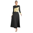 thumbnail image 3 of Miutii Women Metallic Gold Liturgical Praise Dance Dress Long Sleeve Lyrical Dancewear Church Worship Black S, 3 of 9