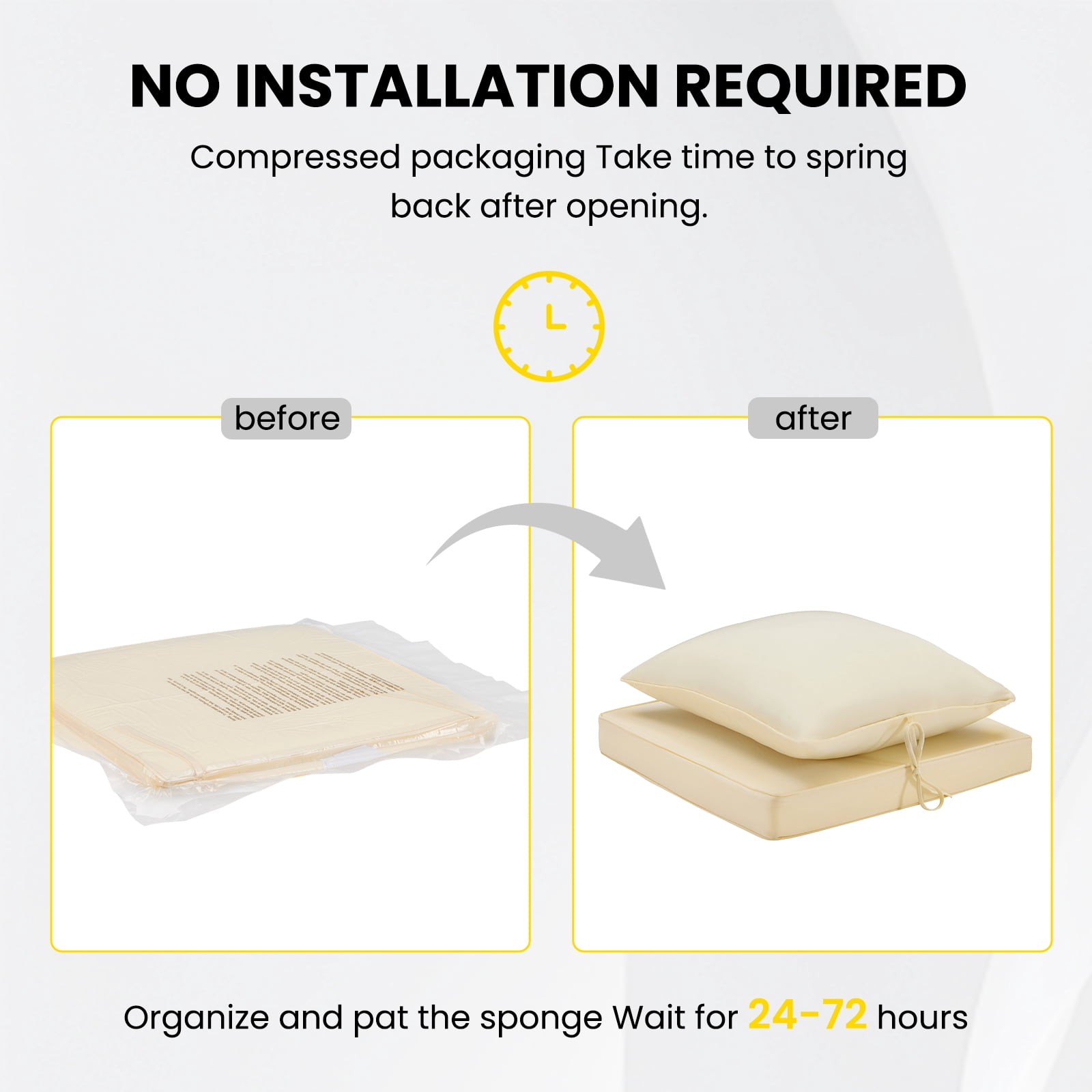 STARY Outdoor Deep Seat Cushions for Patio Furniture, 20"x20" Replacement Sectional Cushions for Outdoor Sofa, Armchair, 8 Pieces, Cream
