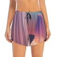 thumbnail image 2 of Balery Dreamy Moonlit Window Pantalones cortos deportivos para mujer con forro y dos bolsillos, elásticos, para entrenamiento, gimnasio, yoga-Small, 2 of 7