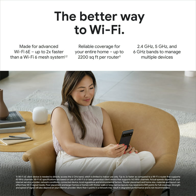 Google Nest Wifi Pro (Wi-Fi 6E) - 2 Pack - Snow GA03689-US - The