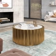 thumbnail image 4 of Marble Coffee Table with Gold Stainless Steel Base, 4 of 5