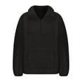 thumbnail image 2 of WEIYLL Womens Fleece Jacket Soft Turtleneck Half Zip Solid Color Color Black Fall Clothes Size XL, 2 of 5