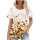 thumbnail image 1 of Tops Cortos para las Mujeres Cuello Redondo Suelto Impreso de Manga Corta, Tops Sueltos para las Mujeres, 1 of 5