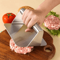 thumbnail image 2 of Stainless Steel Hamburger Meat Press Circular Square Burger Meat Press Kitchen Tool Meat Press Plate, 2 of 5
