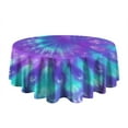 thumbnail image 5 of Purple Blue Tie Dye Pattern Round Tablecloth 60"x60",Wrinkle Wipeable Table Cloth for Kitchen Dining Room Picnic Patio Party, 5 of 6